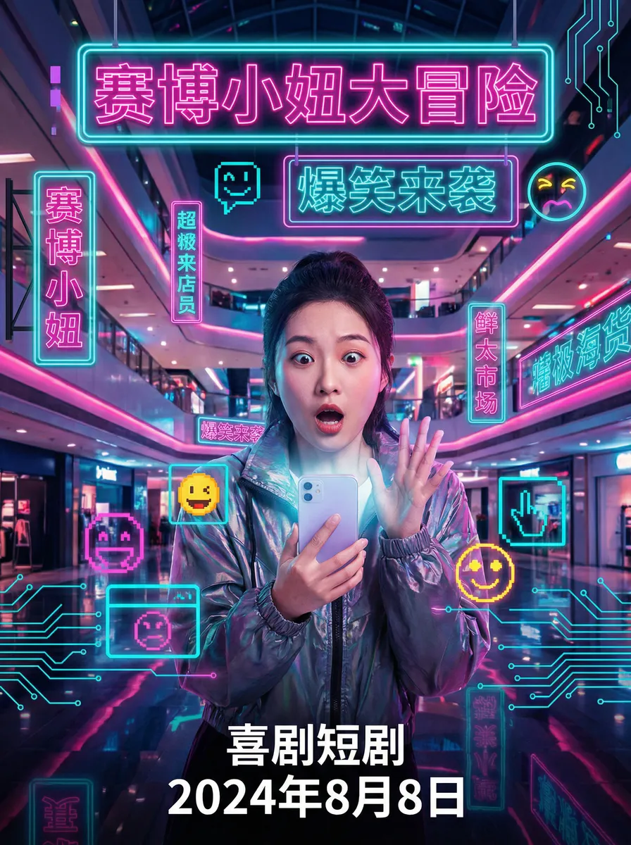 欧美中字一区 搞笑喜剧短剧 - 赛博小妞大冒险海报